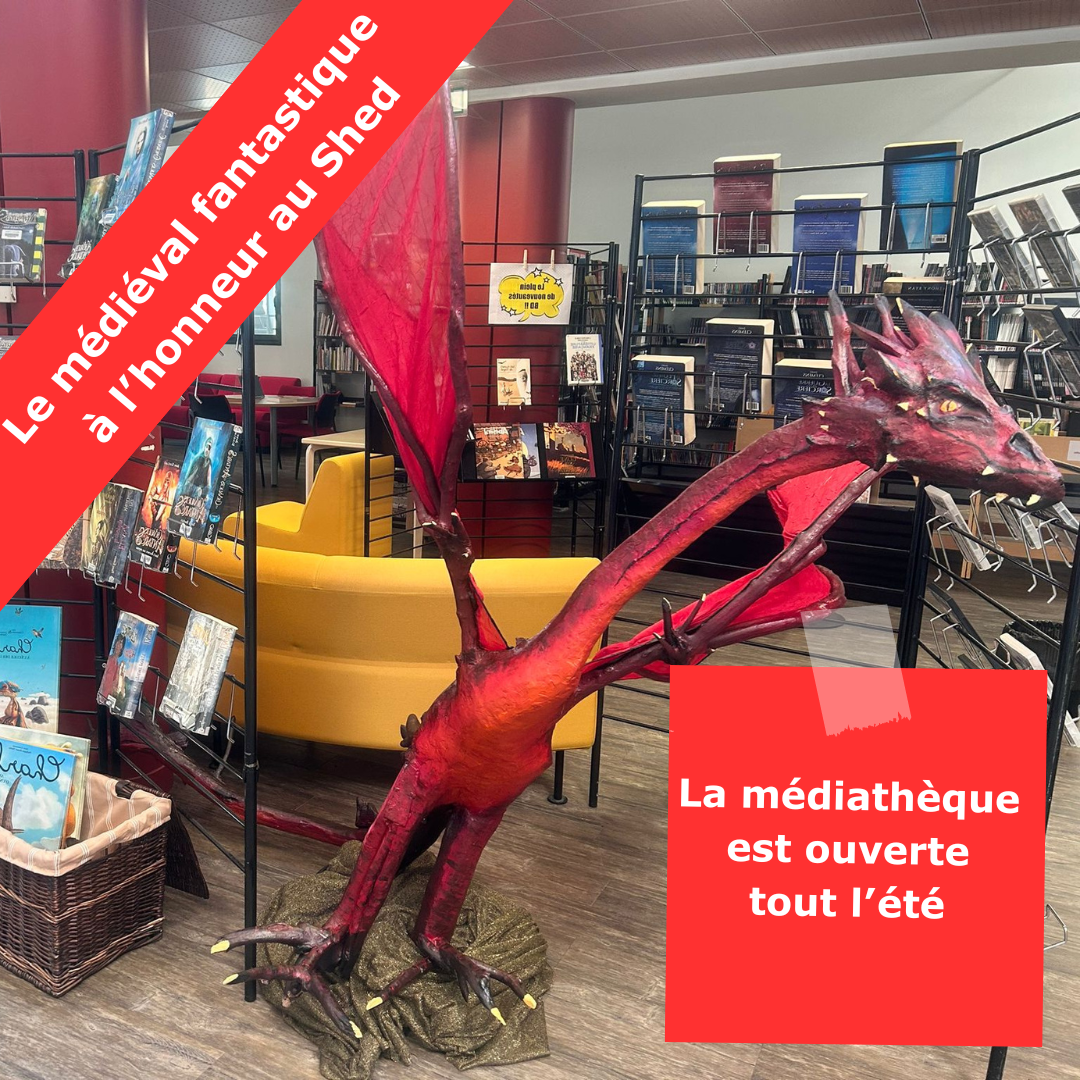 Présentation de documents autour du médiéval fantastique à la médiathèque le Shed tout l'été